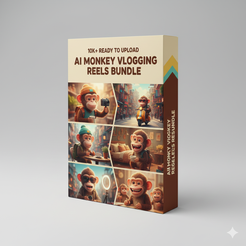 10K+ Ready to Upload Ai Monkey Vlogging Reels Bundle